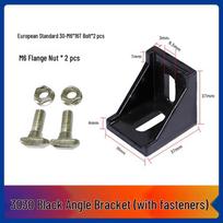 90° Aluminum Profile Angle Bracket Connector - 4040 Alloy 30*30, black, with European standard fastener