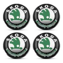 4pcs 56mm Car Emblem Wheel Hub Caps Center Cover Sticker Decoration For Skoda Octavia Superb Rapid Kodiaq Karoq Fabia Roomster CVW4 gray