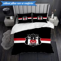3 VNT. Beşiktaş Stambulo Futbolo Klubo Patalynės Komplektas 2D Spausdinimas (Sudėtyje yra 1 antklodės užvalkalas + 2 pagalvių užvalkalai (be užpildo)), Miegamojo dekoras, Ventiliatoriaus dovana 135cmx200cm