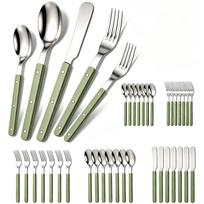 40Pcs Acrylic Handle Knife Fork Spoon Set Stainless Steels Dinner Cutlery Set Western Dinnerware Home Kitchen Flatware žalia