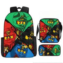 LEGO Ninjago Kuprinė 17 colių Didelės talpos Lengvas poliesterio mokyklinis krepšys vaikams, berniukams, mergaitėms Three piece set