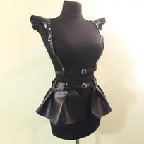 Moteriškas korseto diržas Punk petnešėlė Odinis juosmens diržas Suspender Slim Suspender suknelė Cosplay kostiumas Adjustable juoda