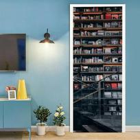 Medinės knygų lentynos durų lipdukai Spiraliniai laiptai Biblioteka Retro Literatūra Menas Knygynas Dekoras Renovacija PVC tapetų lipdukas 40x120cm
