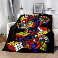 3D R-Rubiko kubo rašto flanelinis šiltas minkštas jaukus pledas namams kelionėms lovos užtiesalas gimtadienio dovana 75cm x 90cm gray