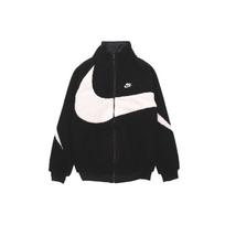 Nike Big Swoosh Logo Sherpa Fleece Šilta striukė su apykakle Vyriški viršutiniai drabužiai Juoda balta DH2474-011 XS white