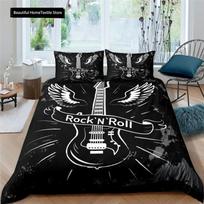 3D muzikos natos gitara užvalkalas antklodei rinkinys paaugliams suaugusiems miegamojo dekoras muzikiniai patalynės komplektai madingas hip hopo antklodės užvalkalas 70x133cm 2pcs gray