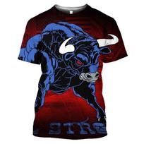 Vasaros Ispanijos Jaučių Imtynės 3D Spausdinti Marškinėliai Jaučio Streetwear Vyrams Moterims Mados Trumpomis Rankovėmis Marškinėliai Apvalia Kakleliu Vaikams T-shirt Viršutiniai Drabužiai M blue