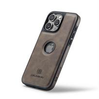 Prabangus stipriai magnetinis odinis dėklas iPhone 16 Pro Max 15 14 Plus 13 12 11, su logotipų peržiūra, belaidžiam įkrovimui, Macsafe Magsafe dangtelis for iPhone 14 Pro gray