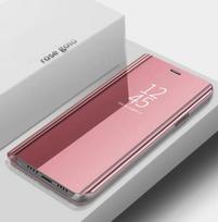 Veidrodiniai atverčiami dėklai Xiaomi Redmi Note 14 13 12 11 Pro Plus 5G telefonams su stovu, telefono dėklas Redmi Note 10S 11S 12S 10 9 8 Pro viršelis Note 14 Pro Plus 5G&for Xiaomi Redmi rožinio aukso spalvos