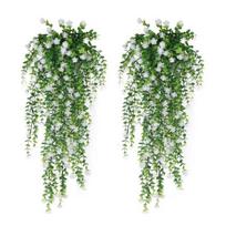 1/2 vnt. Kabantis dirbtinių gėlių vijoklis Atsparus UV spinduliams Netikri svyrantys floraliniai augalai Plastikinis gebenė Namams Vestuvėms Vidaus Lauko Sodui Kieme 2pcs balta