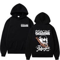 Imagine Dragons Loom Pasaulinės Ekskursijos Kaukolės Gobtuvėlis Vyrams Moterims Harajuku Hip Hop Vintage Gotikiniai Drabužiai Gobtuvėliai Perdyelis Džemperis M black