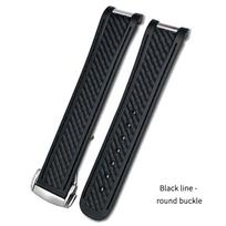 Naujas lenktas minkštas laikrodžio dirželis Omega Aqua Terra 150 18mm 19mm 20mm Juodas Žalias Geltonas Spalvotas Guminis Silikoninis Laikrodžio Dirželis 19mm&Silver buckle black