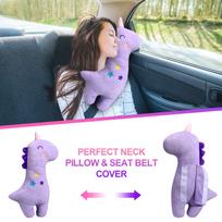 Mielas alpakos, žirafos, vienaragio, dinozauro automobilinis kelioninis pagalvėlė, automobilio saugos diržo pagalvėlė, transporto priemonės petukų apsaugos, ergonomiškas dizainas, suaugusiems ir vaikams Right violetinė