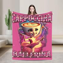 Balerina Kapučino Italijos Smegenų Puvinio Memas Antklodė Flanelė Juokinga Kvėpuojanti Mesti Antklodės Namams Restoranui Vasara 50x60in pink