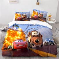 Automobiliai Žaibas Makvynas 3D Vaikų patalynės komplektas 3 dalių rinkinys 1 antklodės užvalkalas 100% poliesteris Namų dekoras Animacinis AU Single(140*210cm)3pcs