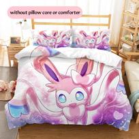 Pokémon Eevee Rašto Patalynė Namų Dekoras Gimtadienio Dovana (1 * užvalkalas antklodei + 2 * užvalkalai pagalvėms, be užpildo) 135x200cm white