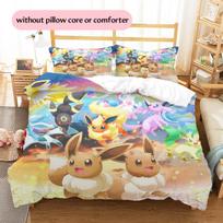 Pokémon Eevee Rašto Patalynė Namų Dekoras Gimtadienio Dovana (1 * užvalkalas antklodei + 2 * užvalkalai pagalvėms, be užpildo) 135x200cm gray