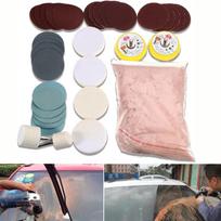 34-Piece Glass Scratch Repair Kit: Includes 8oz Cerium Oxide, Sanding Disc, Wool Pad, and Felt. gray