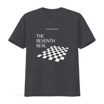 Seventh Seal T Shirt Ingmar Bergman Movie Inspired Chessboard Design Perfect for Film Lovers and Retro Style Enthusiasts Unisex M gray