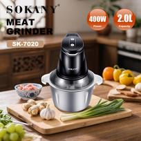 SOKANY7020 Mėsos malimo mašina, Elektrinė virimo mašina, Daržovių smulkintuvas ir česnakų smulkintuvas, Česnakų pastos meistras, 2 litrų didelės talpos 220 V&UK sidabras