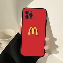 M Famous LOGO M-McDonaldes Phone Case For IPhone 17 16 15 14 13 12 11 Pro Max Plus Mini Soft Black Cover iPhone 16 pro gray