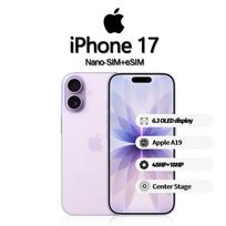 Apple iPhone 17 išmanusis telefonas palaiko Nano-SIM+eSIM, naujas ir neaktyvuotas 256GB violetinė