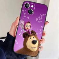Miela Maša ir Lokys telefono dėklas iPhone 17 16 15 14 13 12 Max Plus, Silikoninis Juodas Dangtelis iPhone15pro purple