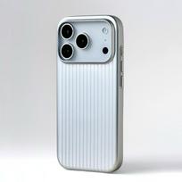 Stylish Plating 3D Luggage Stripes for Magsafe Case for IPhone 17 16 15 14 Pro Max Shockproof Wireless Charge Slim Matte Cover iPhone17 Pro sidabras