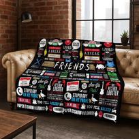 Klasikinis „Draugai“ Central Perk TV flanelinis pledas, jaukus minkštas užklotas namams, miegamajam, lovai, sofai, iškylai, biurui, dangalas, dovana, vaikui 75x90cm gray