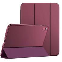 For IPad 10 Tablet Protective Case 10.9in Tri-Fold Semi-Transparent PC Clear Frosted Mini6/7 IP Pro 11-24-25 vyno raudonos spalvos