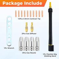 360 Flexible Mig Welding Gun Neck Extension Kit 030   0.8mm 035   0.9mm M6 Nozzle Holder Diffuser Guard Torch Neck for MB15 15AK