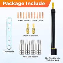 360 Flexible Mig Welding Gun Neck Extension Kit 030   0.8mm 035   0.9mm M6 Nozzle Holder Diffuser Guard Torch Neck for MB15 15AK