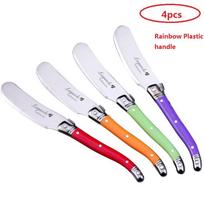 1/4/6Pcs 6.25Inch Laguiole Butter Knife Rainbow Plastic Handle Colorful Cheese Spreader Cutter Food Grade Stainless Steel Dinnerware Set
