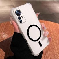Dėklas Xiaomi 12T Pro, 12 Pro, 12, 12X Mielas Oro Pagalvėlės Kampas Pastelinis Matinis Magnetinis Korpusas Pusiau Smūgiams Atsparus Telefono Dangtelis Xiaomi 12 matinė balta spalva