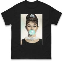 Audrey Hepburn Marškinėliai su burbuliukais Pusryčiai pas Tifanį Baltas Klasikinio Filmo Dovana M white