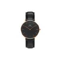 Daniel Wellington CLASSIC serijos laikrodžiai, laikrodžiai, kvarcinis mechanizmas, juodas ciferblatas, moteriškas laikrodis, 30 metrų atsparumas vandeniui DW00100139 juoda