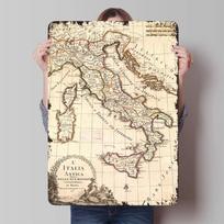 Vintažinis Italijos žemėlapio metalinis sienos meno kūrinys Antikvarinė reprodukcija Namų dekoras svetainei studijai Sienų dekoracija 20x30cm（7.8x11.8inch） white