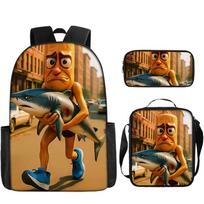 Cartoon School Bag  for Child Rucksack Italian Brainrot 3Pcs Set Backpack for Boy Girl with Shoulder Bag Pencil Box Backpack