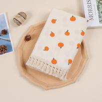 New Cotton Muslin Print Swaddle Blankets Newborn Baby Tassel Receiving Blanket Swaddle Wrap Infant Soft Sleeping Quilt Bed Cover 80x65cm oranžinė