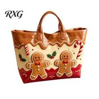 Fashionable Commuter Bags Christmas Tote Bag, Large PVC Shoulder Waterproof Classic Gift Purse for Women Daily Shopping, Holiday Parties Casual Street L beige