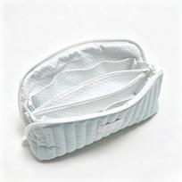 with Zipper Pencil Bag Large Capacity Pencil Pouch Simple Pen Bag  Office Blue Polka Dot white