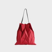 Foldable Pleated Quilted Canvas Tote Bag Medium Size Lightweight Shoulder Daily Use Red brown