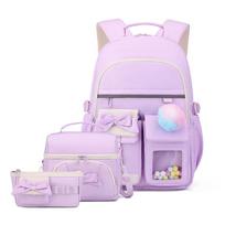 3pcs Elementary School Student Backpack Set Lunch Bag Kids Pencil Bag Middle High Bow School Bags For Girls Teenager Travel Book