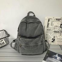 Vintage Denim Backpack,Multiple Zipper Pockets, Soft Rucksack with Adjustable Straps for Girls Students Travel School Commute
