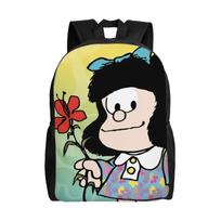 Mafaldas Polka Dot Cartoon Backpack for Men Women Fashion Student Hiking Travel Daypack  Laptop Computer Canvas Bags with Pocket One Size beige