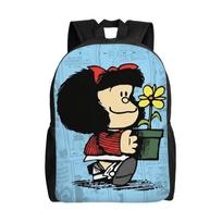 Mafaldas Polka Dot Cartoon Backpack for Men Women Fashion Student Hiking Travel Daypack  Laptop Computer Canvas Bags with Pocket One Size