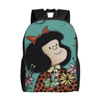 Mafaldas Polka Dot Cartoon Backpack for Men Women Fashion Student Hiking Travel Daypack  Laptop Computer Canvas Bags with Pocket One Size