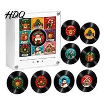 NFC magnetinė muzikinė dėžutė, vinilinių plokštelių grotuvas, šaldytuvo magnetas Kalėdoms su 9 programuojamomis plokštelėmis, mini retro, 256MB atmintis, LED apšvietimas, personalizuotas E