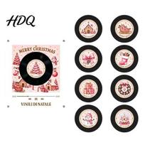 NFC magnetinė muzikinė dėžutė, vinilinių plokštelių grotuvas, šaldytuvo magnetas Kalėdoms su 9 programuojamomis plokštelėmis, mini retro, 256MB atmintis, LED apšvietimas, personalizuotas A black