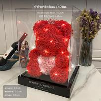 Rose Bear Bouquet with LED Lights, Gift Box, Birthday & Valentine’s Day Red Crown 70cm Red Acrylic Heart 40cm
